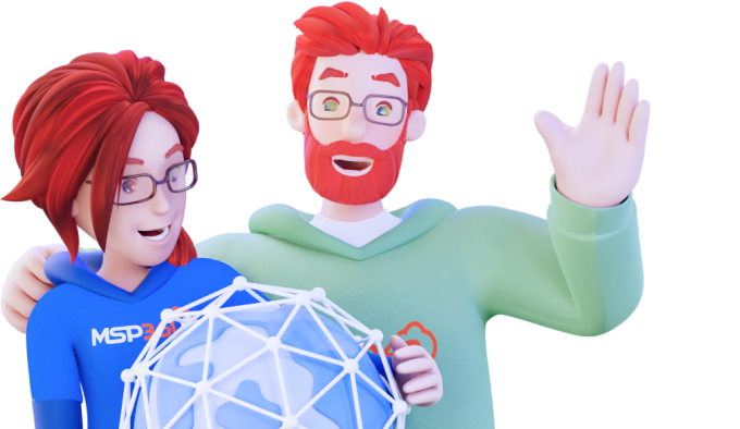 Man and woman holding a globe