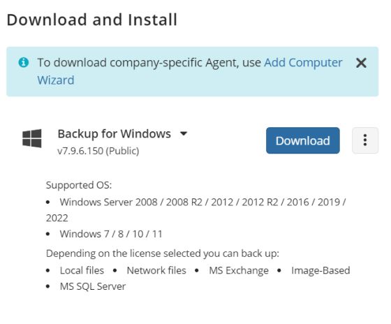 Backup Software for Windows Desktop and Windows Server
