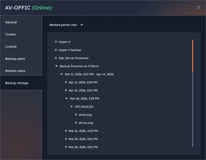 Configure backup schedule