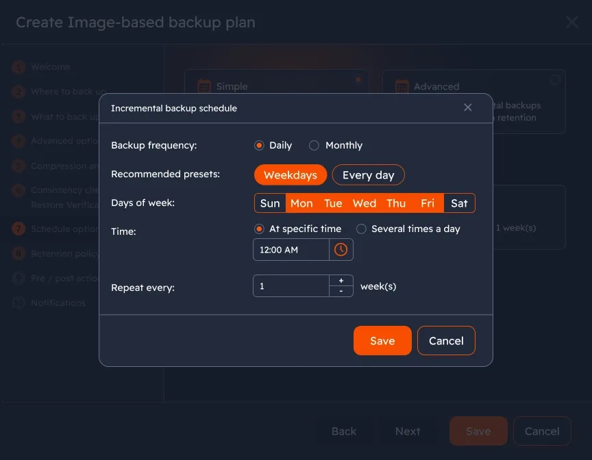 Automated and scheduled backups