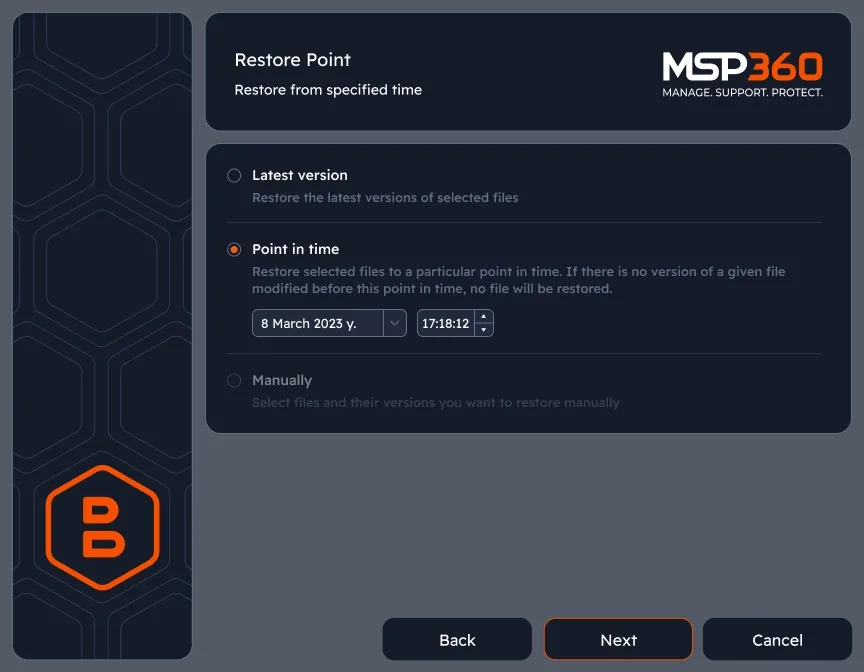 Point-in-time restore