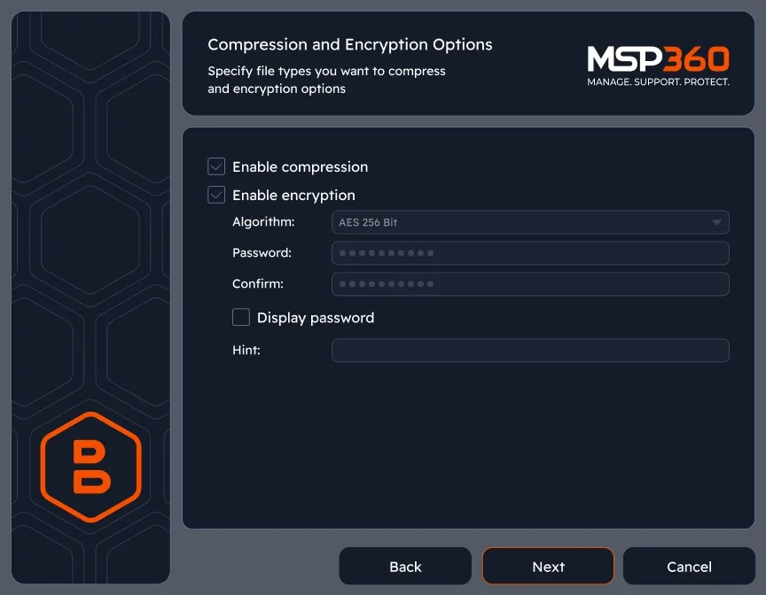 Enable encryption