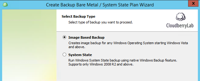 Select backup type