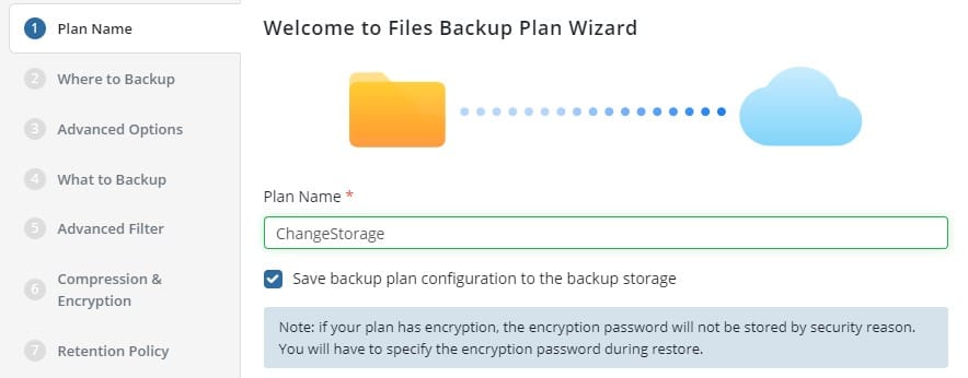 Naming a Plan in Managed Backup Service
