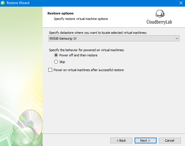 Choosing the Datastore in MSP360 Managed Backup Service Agent