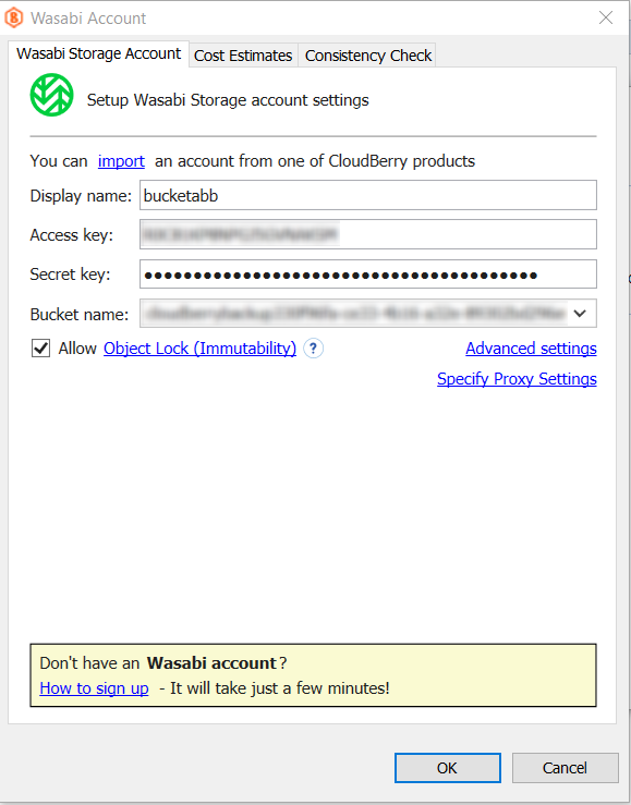 add Wasabi Hot Cloud Storage