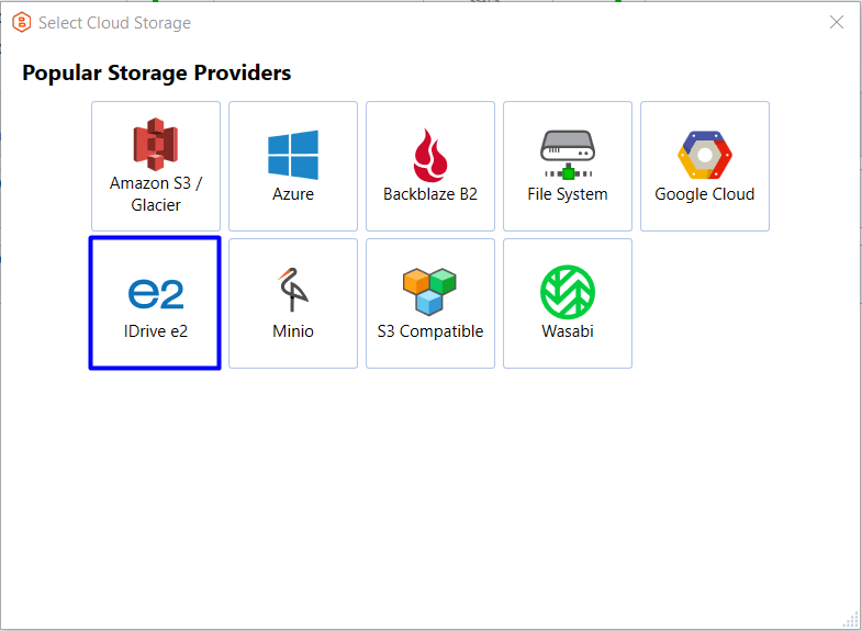 add IDrive e2 as a storage account