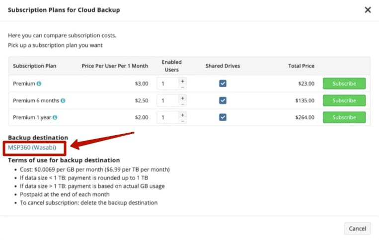 how-to-manage-storage-in-msp360-backup-for-microsoft-365-google-step-3