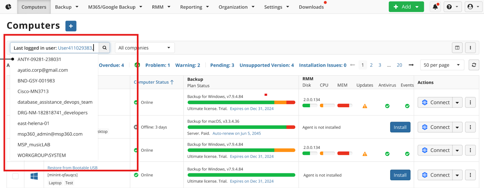 RMM filtering