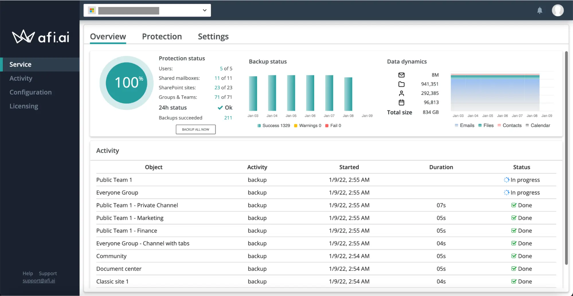 afi-backup-m365-interface