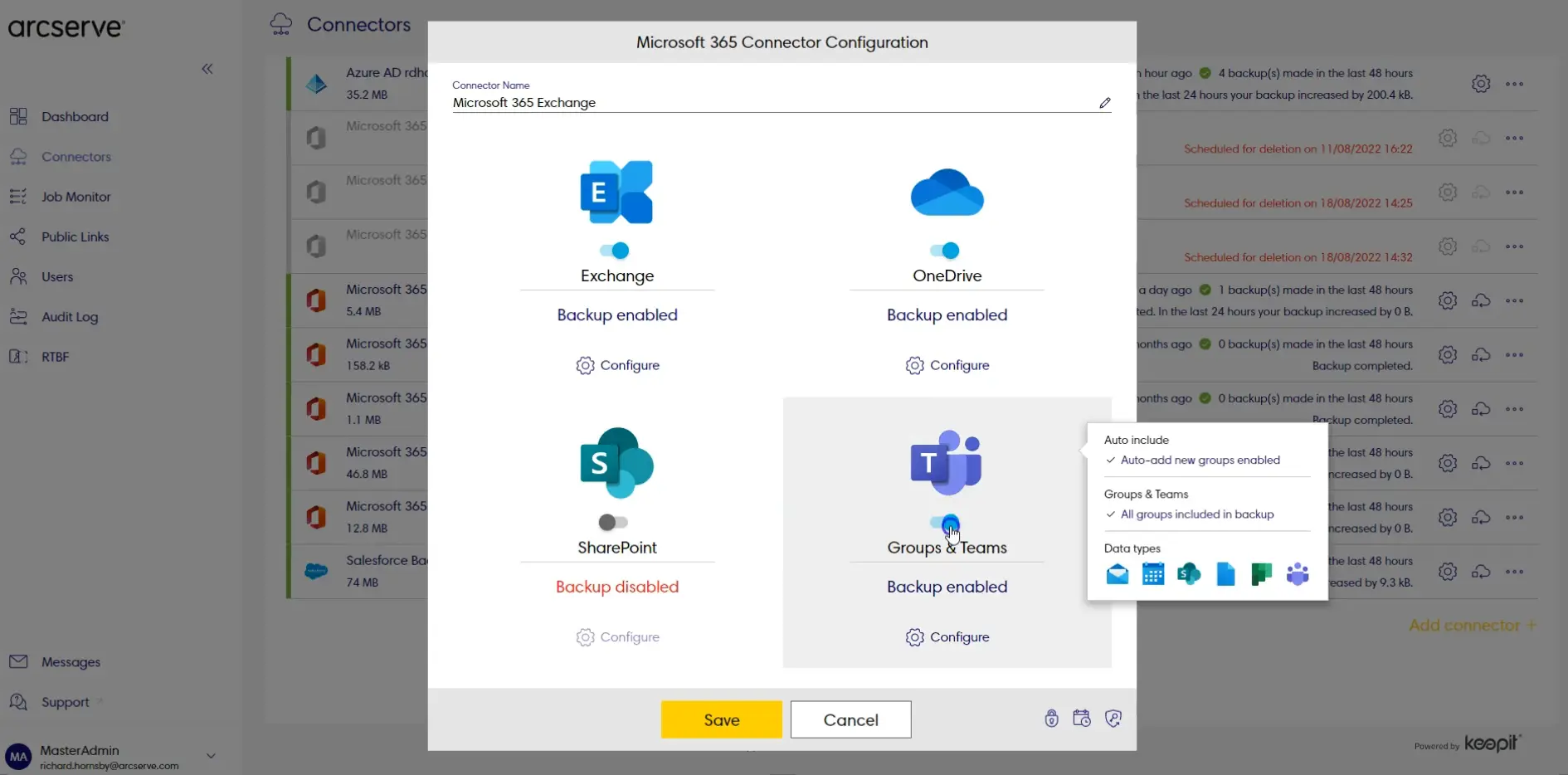 arcserve-backup-m365-interface