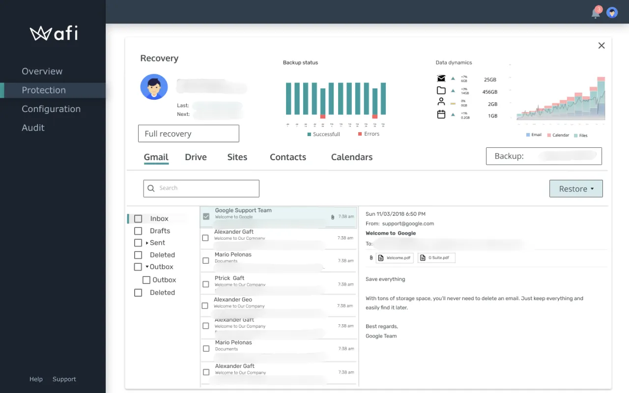  afi-backup-for-google-workspace-interface