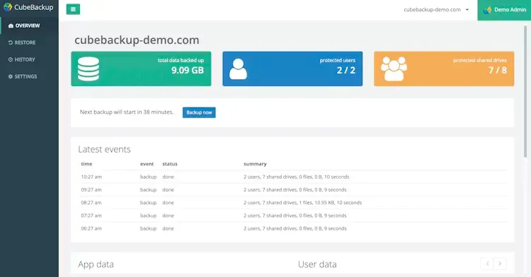 cube-backup-for-google-workspace-interface