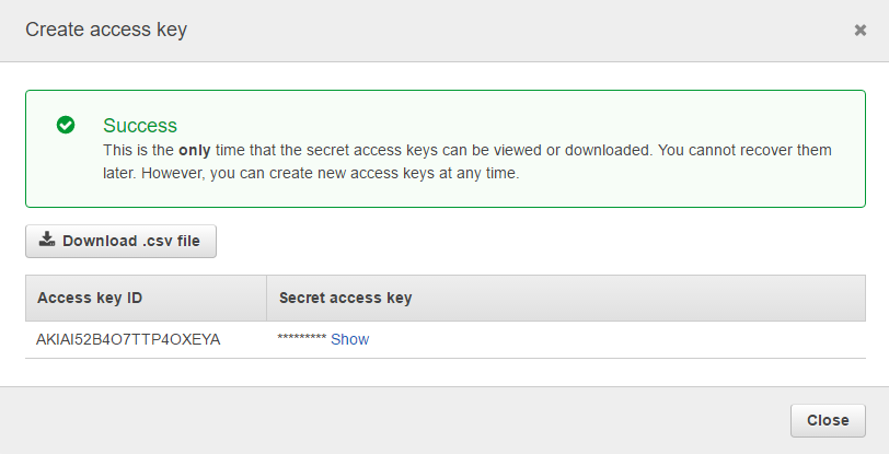 Retrieving AWS IAM Access Key Step 6