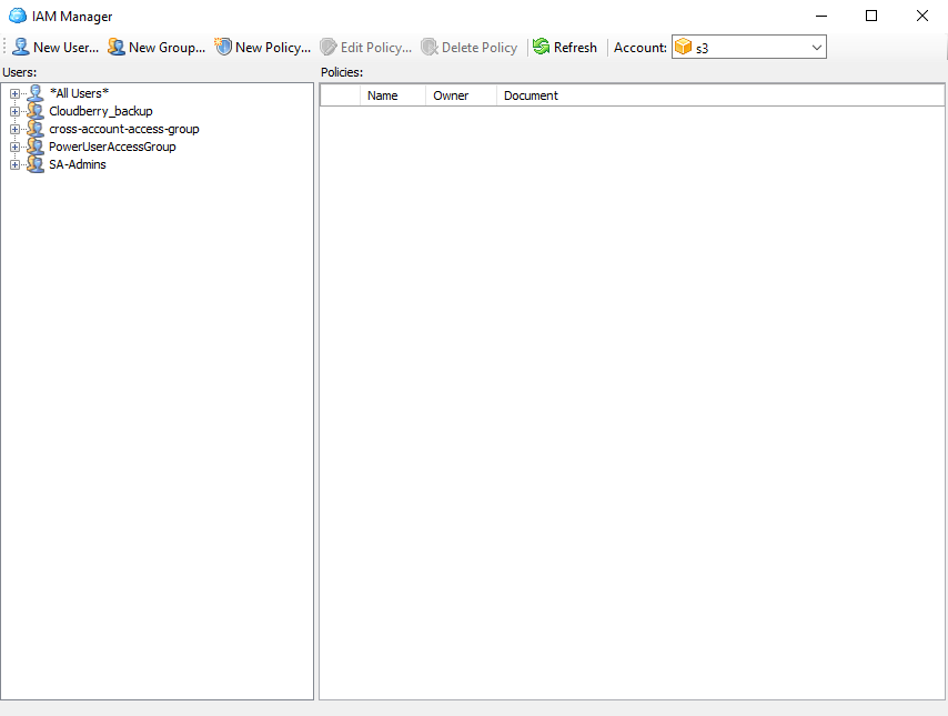 IAM Manager in CloudBerry Explorer