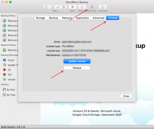 How to Release License in MSP360 Backup for macOS
