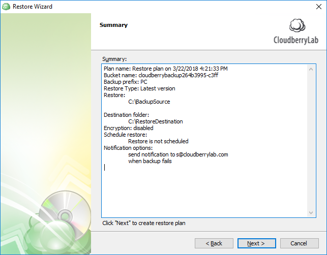 Reviewing the details of SQL Server database restore plan