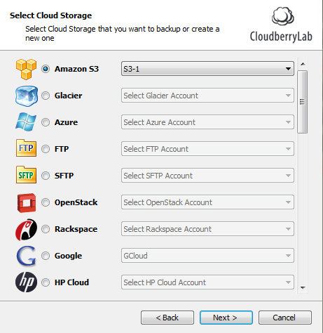 Cloud to Local Backup: Selecting a Backup Source