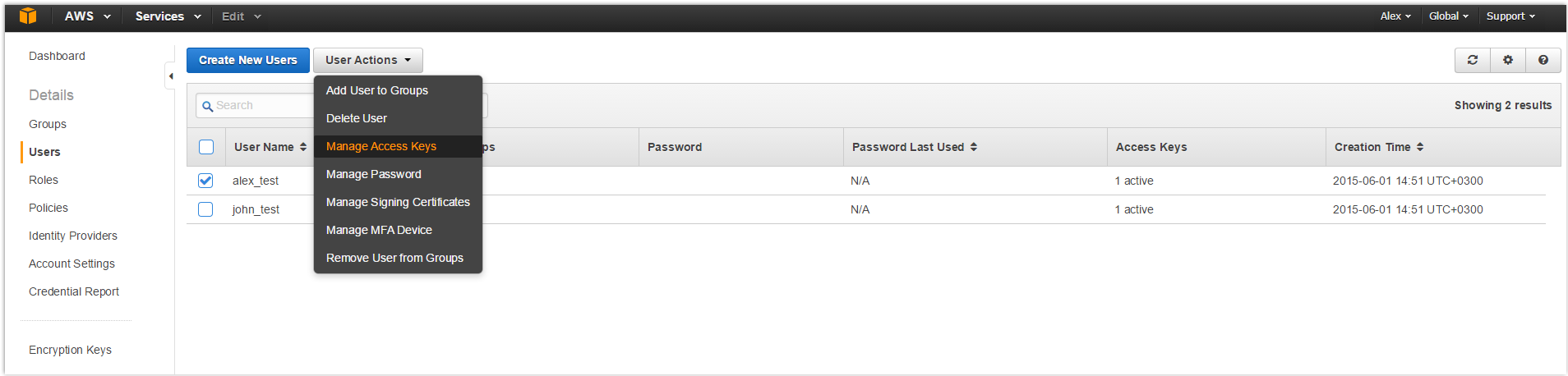 Retrieving AWS IAM Access Key Step 3