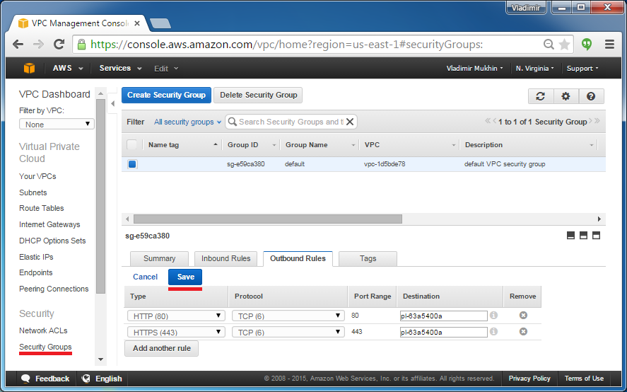 S3 Endpoint Configuring Security Groups