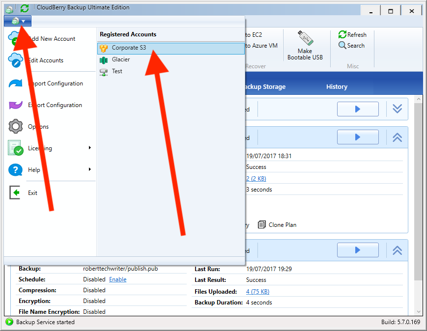 Bringing CloudBerry Backup and Amazon S3 VPC together step 1