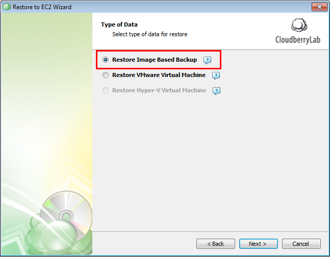 Select Restore Image Based Backup