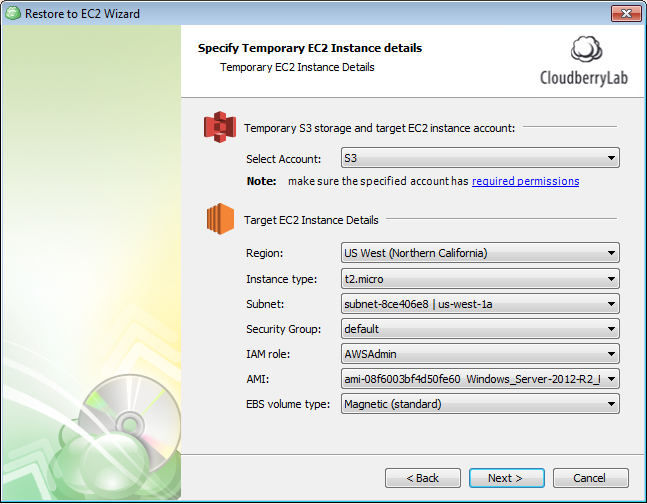 temporary EC2 instance details