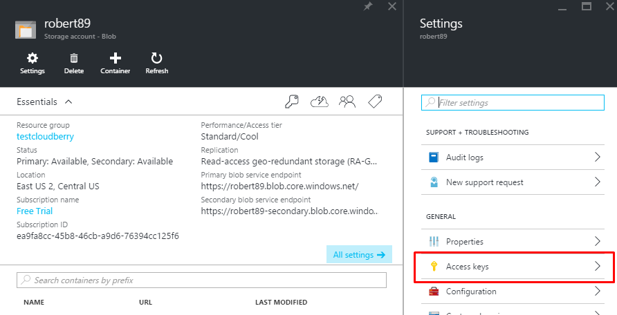 how-to-find-access-keys-microsoft-azure-cool-storage