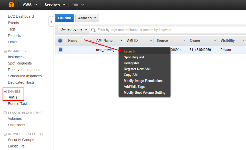 AWS: change Region, Availability Zone or VPC - Launching new EC2 instance from AMI