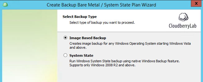 Select backup type
