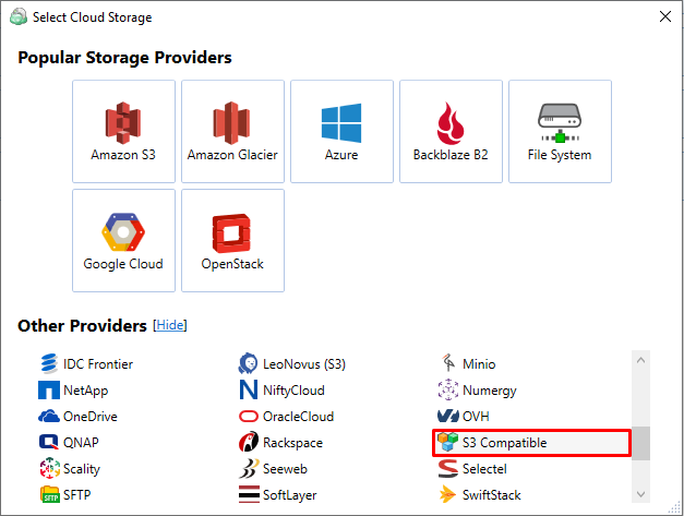 CloudBerry Backup S3 compatible