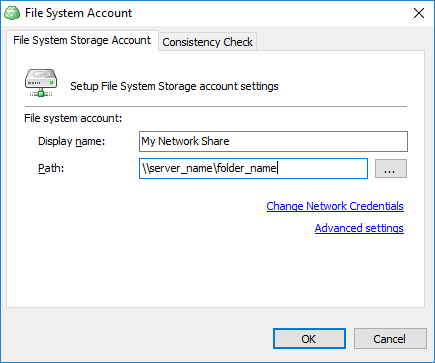 Change Network Credentials option