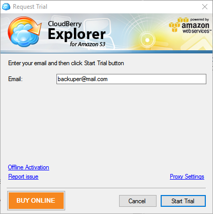 CloudBerry Explorer for Amazon S3 start trial
