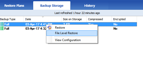 click File Level Restore
