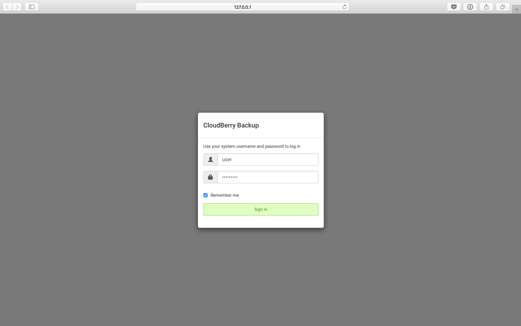 CloudBerry Backup web interface