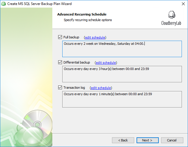 Advanced Scheduling of SQL Server database backups part 2