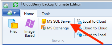 Launch SQL Server database backup in CloudBerry Backup