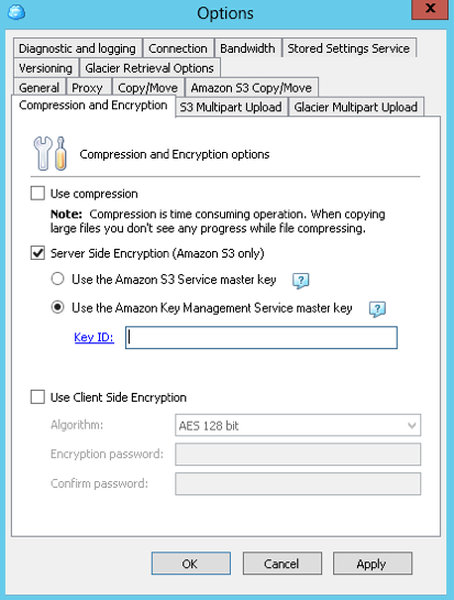 CloudBerry Explorer PRO options