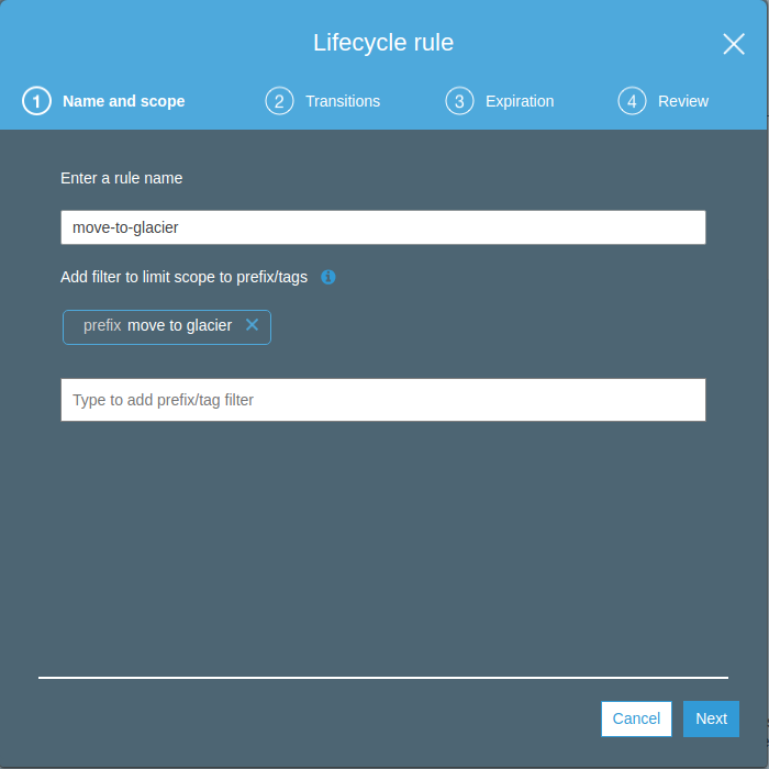 Adding a rule for S3-glacier lifecycle