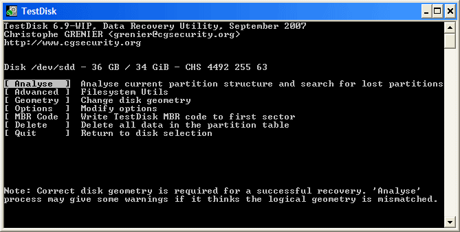 Testdisk free open source data recovery software Windows, Linux and macOS - GUI