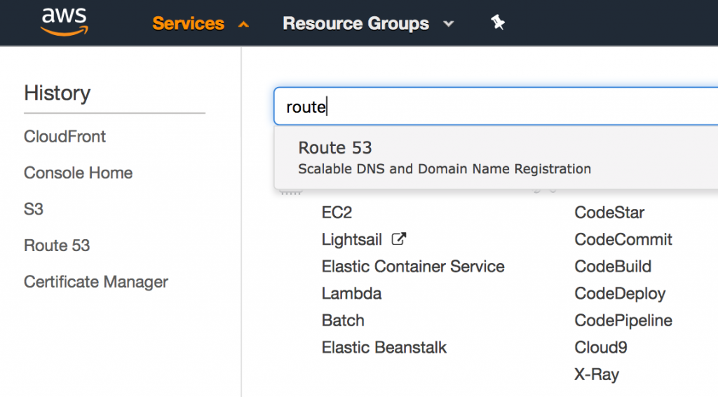 AWS Route 53 service