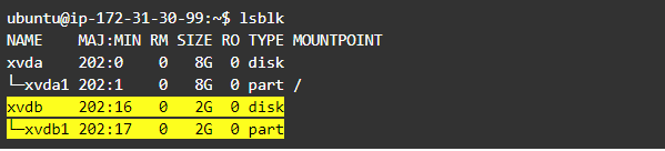 Resize Linux Partition: Use the lsblk tool to check partitions