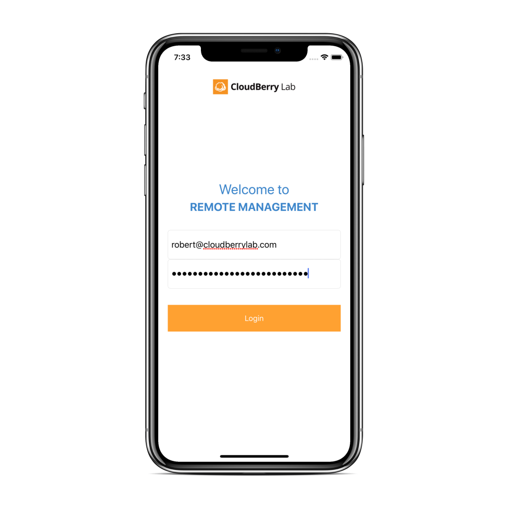 CloudBerry Backup Admin for iOS authentication screen