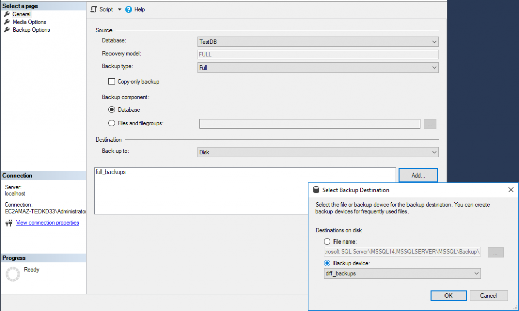 Full SQL 2008 Backup Through Management Studio