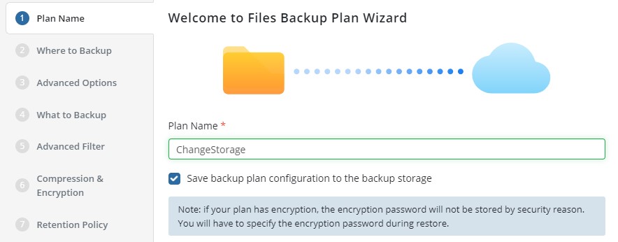 Naming a Plan in Managed Backup Service