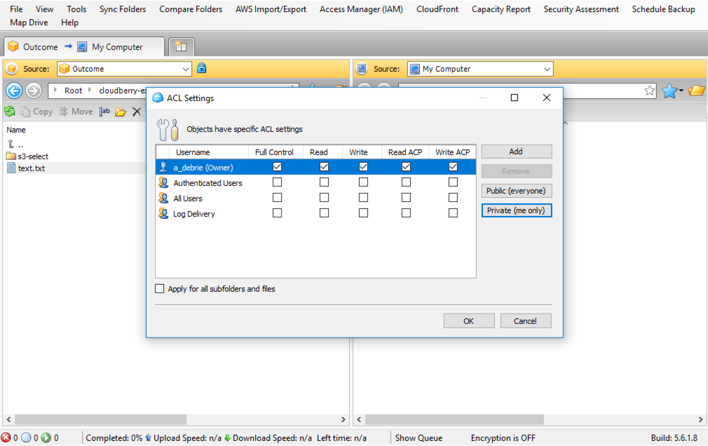 ACLs with MSP360 Explorer