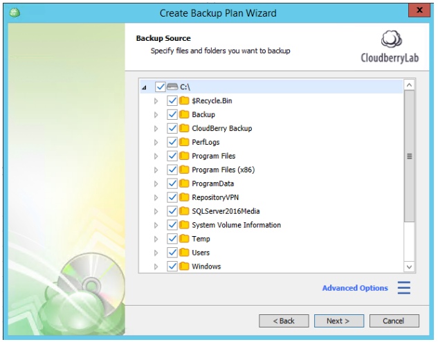 Multiple Scheduled Backups with CloudBerry Backup. Select files and folders