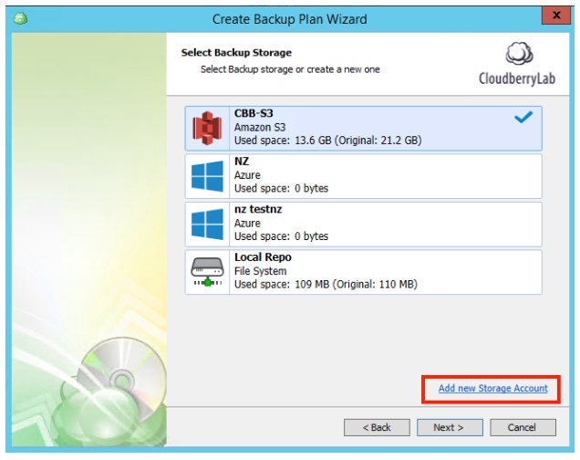 Multiple Scheduled Backups with CloudBerry Backup. The Select Backup Storage step