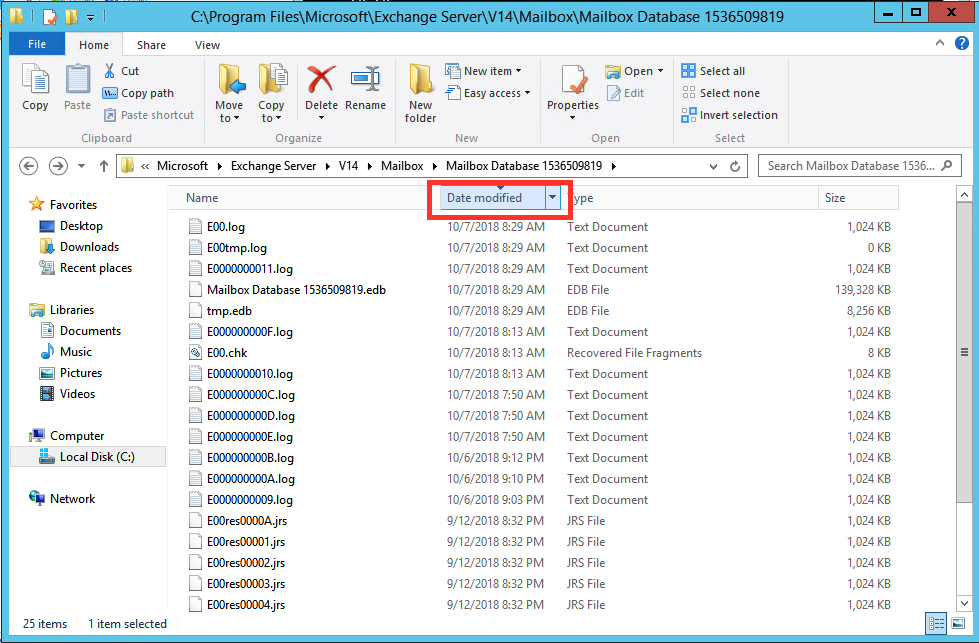 Date modified column