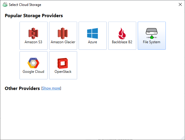 file storage account in cloudberry